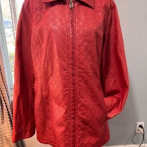 Chic Red Leather Jacket for Women No measurement label (L/XL)